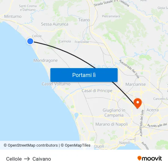 Cellole to Caivano map