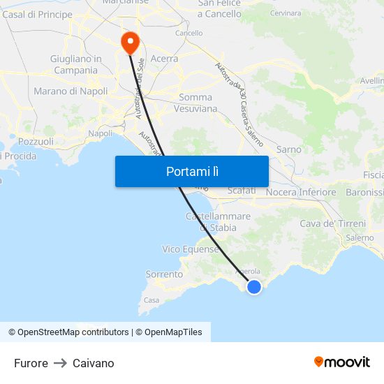 Furore to Caivano map