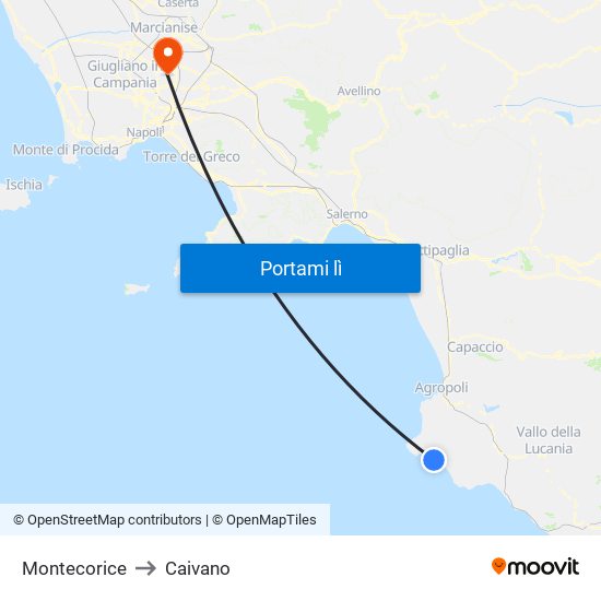 Montecorice to Caivano map