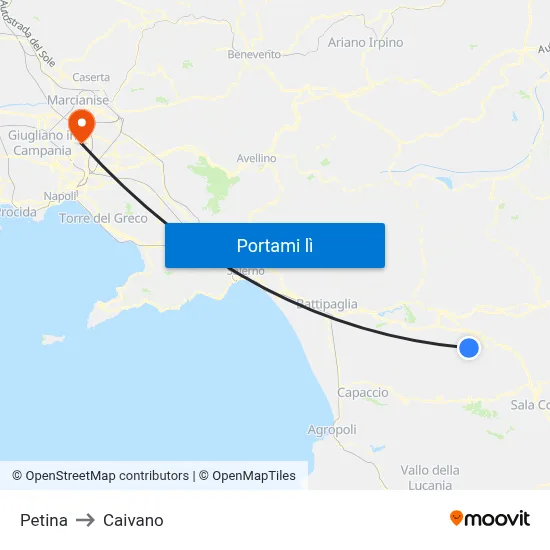 Petina to Caivano map