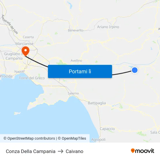 Conza Della Campania to Caivano map