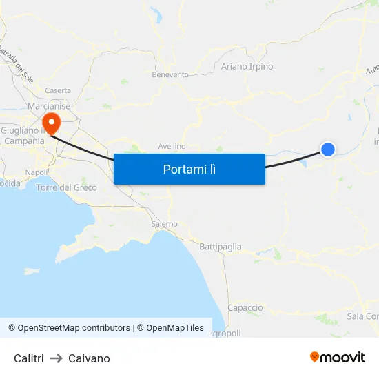 Calitri to Caivano map