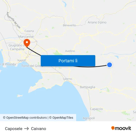 Caposele to Caivano map