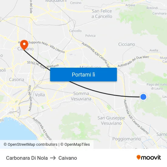 Carbonara Di Nola to Caivano map