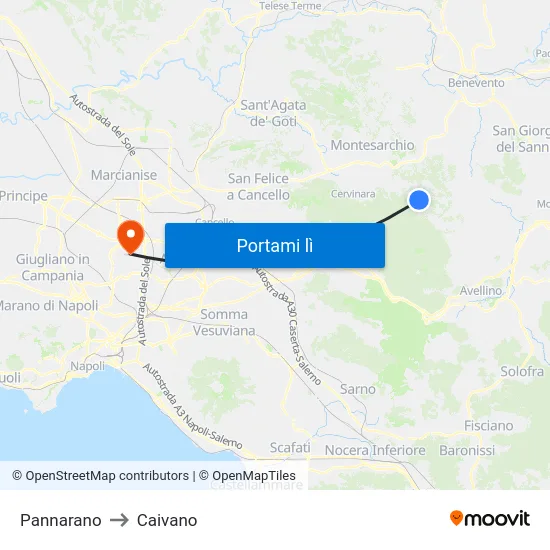 Pannarano to Caivano map