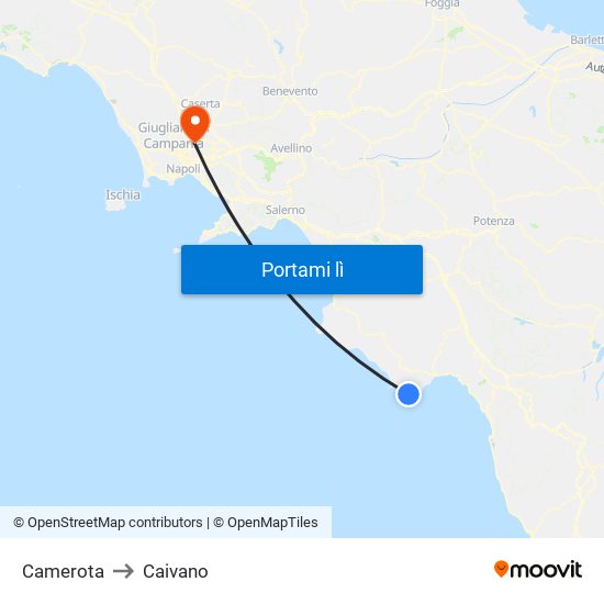 Camerota to Caivano map