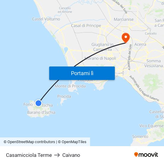 Casamicciola Terme to Caivano map