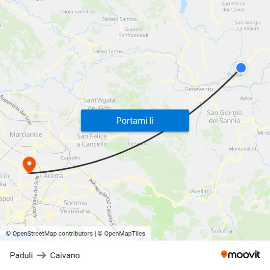 Paduli to Caivano map