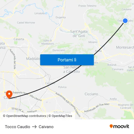 Tocco Caudio to Caivano map