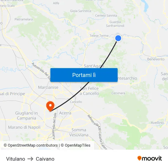 Vitulano to Caivano map