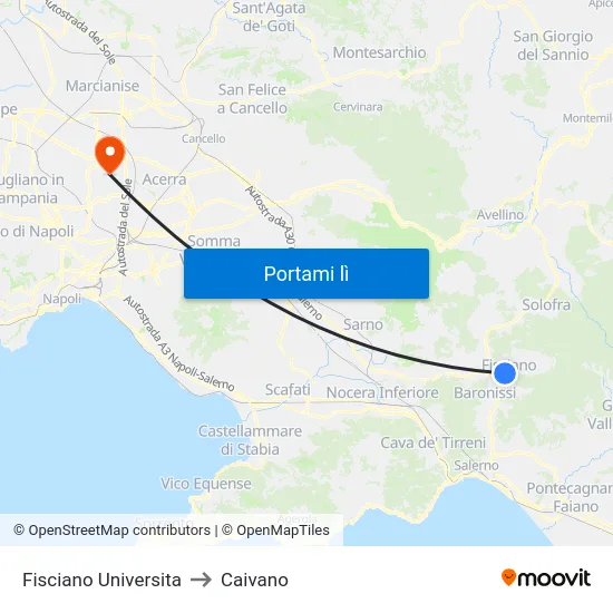 Fisciano Universita to Caivano map