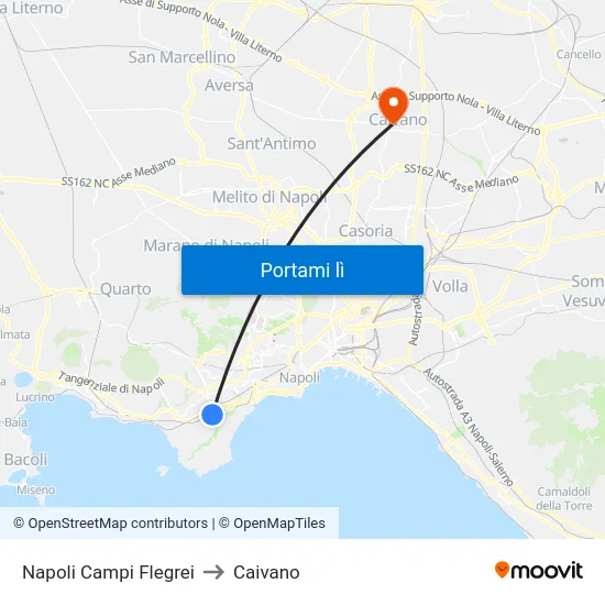 Napoli Campi Flegrei to Caivano map