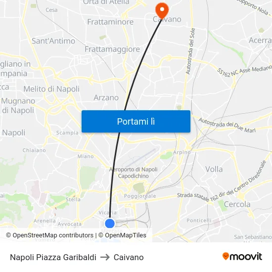 Napoli Piazza Garibaldi to Caivano map