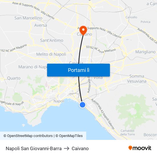 Napoli San Giovanni-Barra to Caivano map