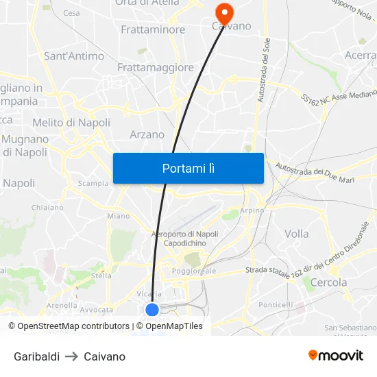 Garibaldi to Caivano map