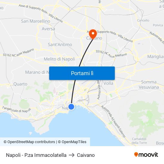 Napoli - P.za Immacolatella to Caivano map
