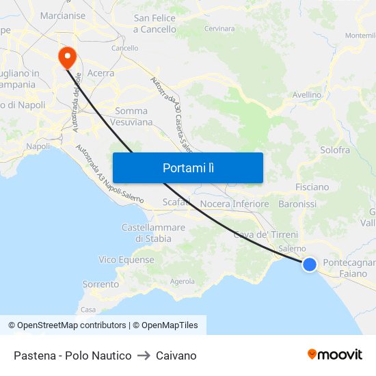 Pastena  - Polo Nautico to Caivano map