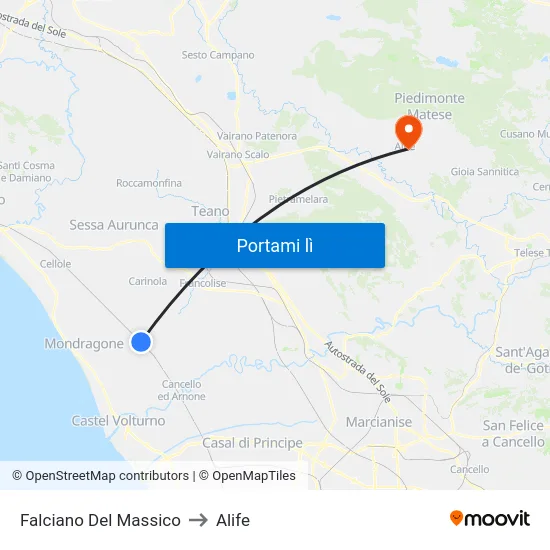 Falciano Del Massico to Alife map