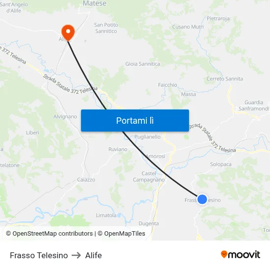 Frasso Telesino to Alife map