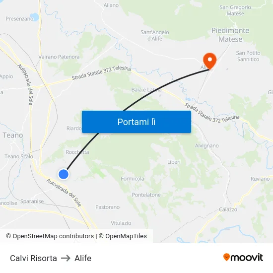 Calvi Risorta to Alife map