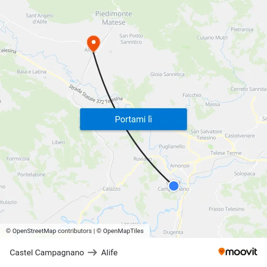 Castel Campagnano to Alife map