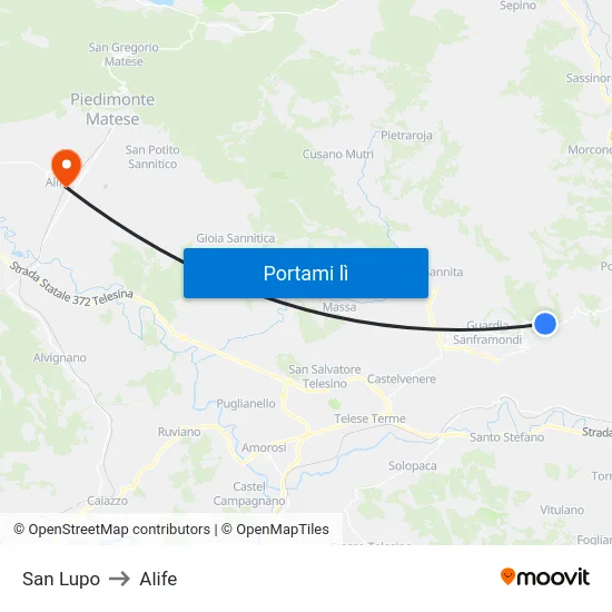 San Lupo to Alife map