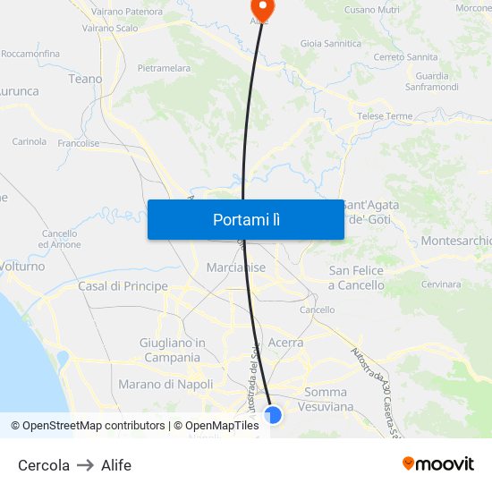 Cercola to Alife map