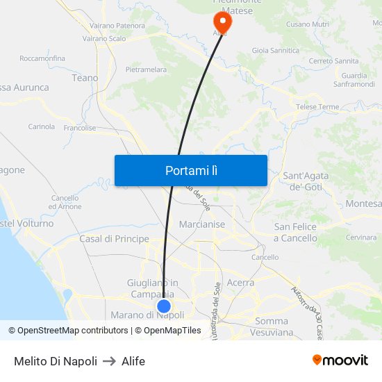 Melito Di Napoli to Alife map