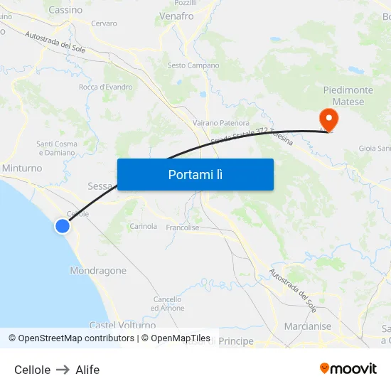 Cellole to Alife map