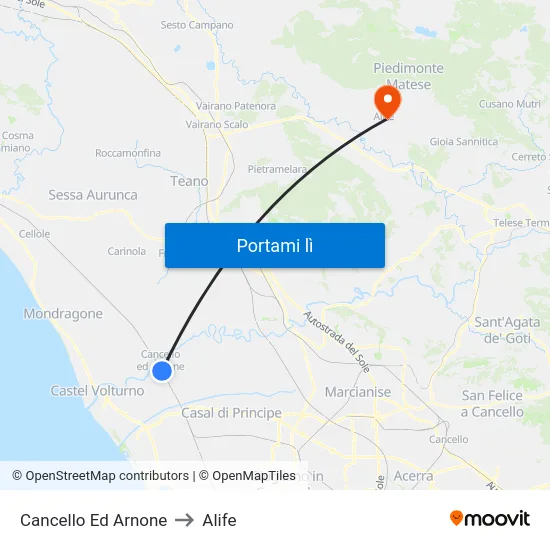 Cancello Ed Arnone to Alife map