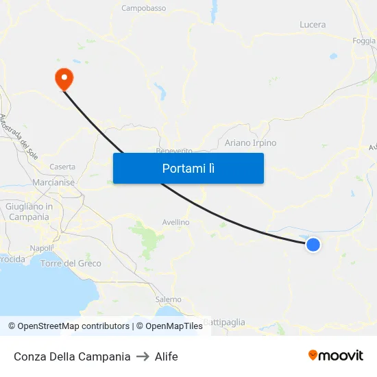 Conza Della Campania to Alife map