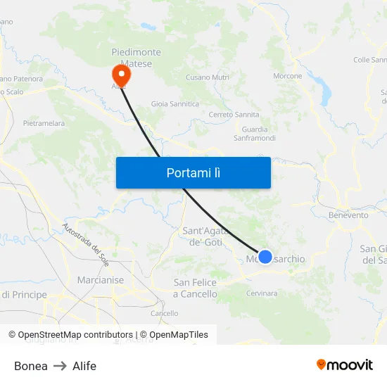 Bonea to Alife map
