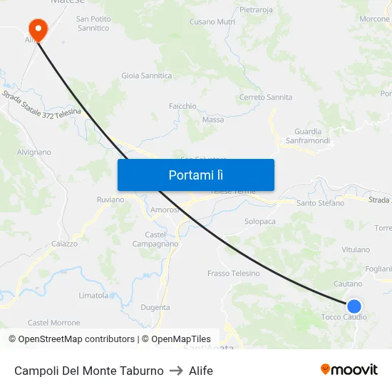 Campoli Del Monte Taburno to Alife map