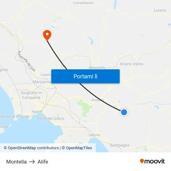 Montella to Alife map