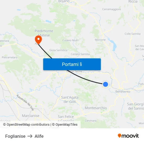 Foglianise to Alife map