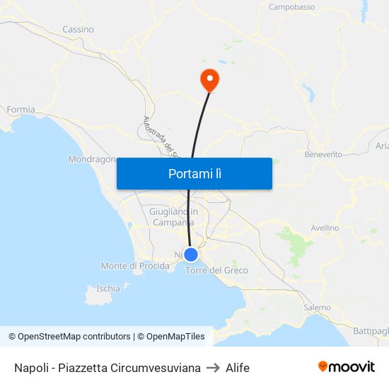 Napoli - Piazzetta Circumvesuviana to Alife map