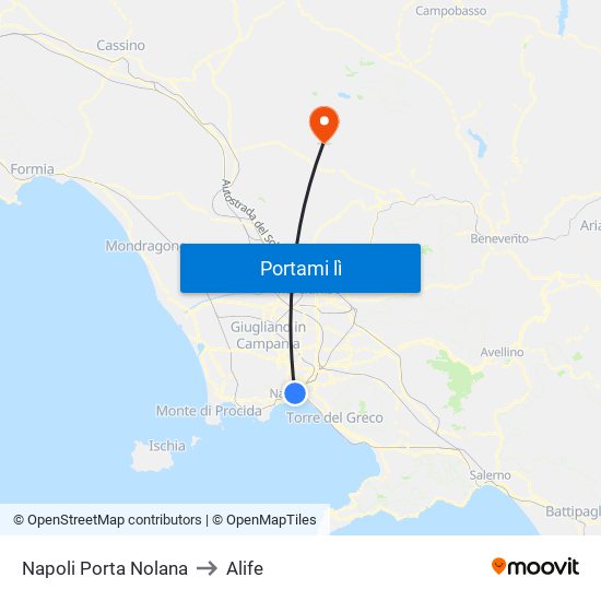 Napoli Porta Nolana to Alife map