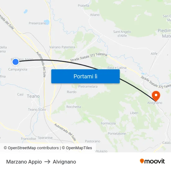 Marzano Appio to Alvignano map