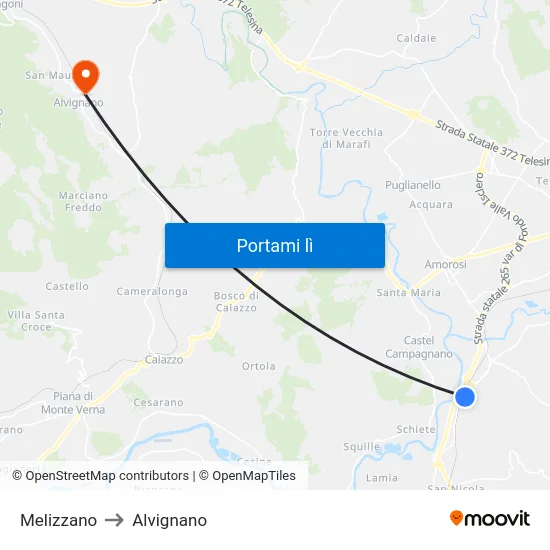 Melizzano to Alvignano map