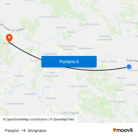 Paupisi to Alvignano map