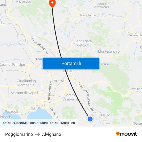 Poggiomarino to Alvignano map