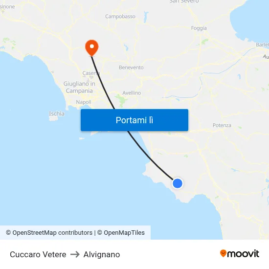 Cuccaro Vetere to Alvignano map