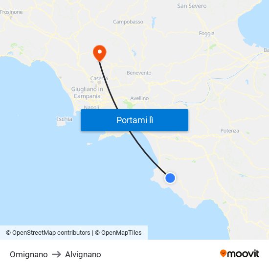 Omignano to Alvignano map