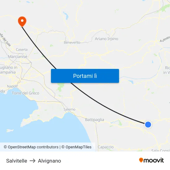 Salvitelle to Alvignano map