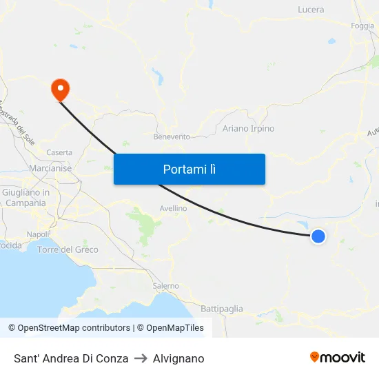 Sant' Andrea Di Conza to Alvignano map