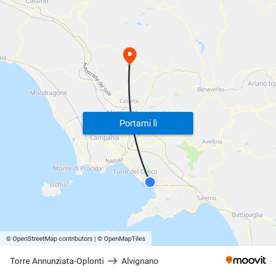 Torre Annunziata-Oplonti to Alvignano map