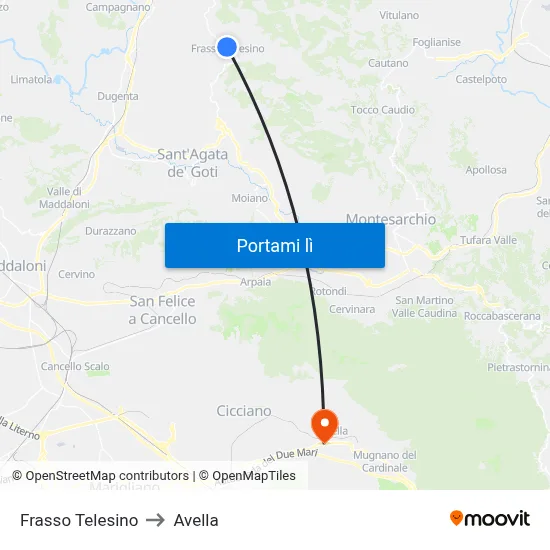 Frasso Telesino to Avella map