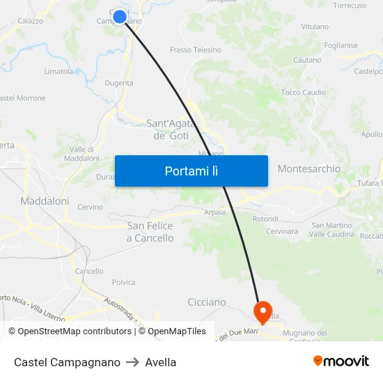 Castel Campagnano to Avella map