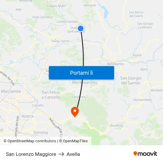 San Lorenzo Maggiore to Avella map