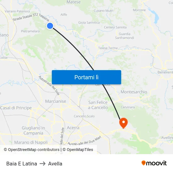 Baia E Latina to Avella map